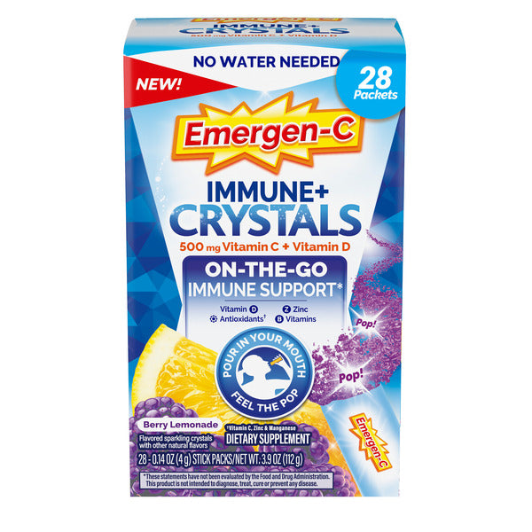 Box of Emergen-C Immune+ Crystals on a white background
