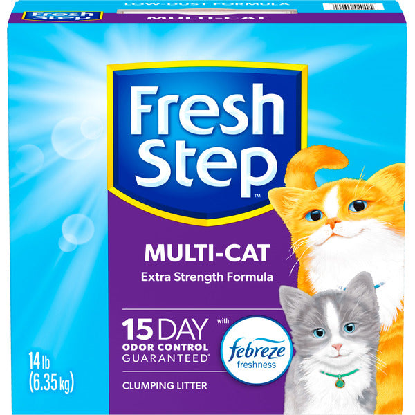 Fresh Step Clumping Cat Litter Multi-Cat Extra Strength Formula With Febreze Freshness
