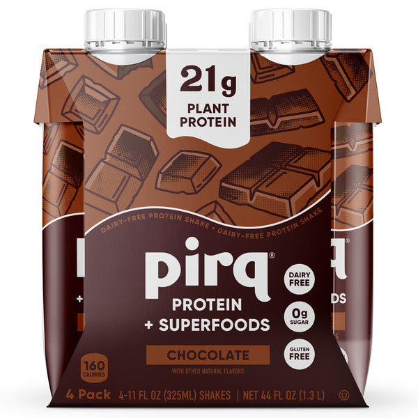 Pirq 21g Plant Based Protein Shakes, Chocolate