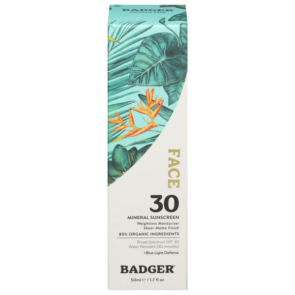 Badger Mineral Sunscreen, Face, Broad Spectrum SPF 30