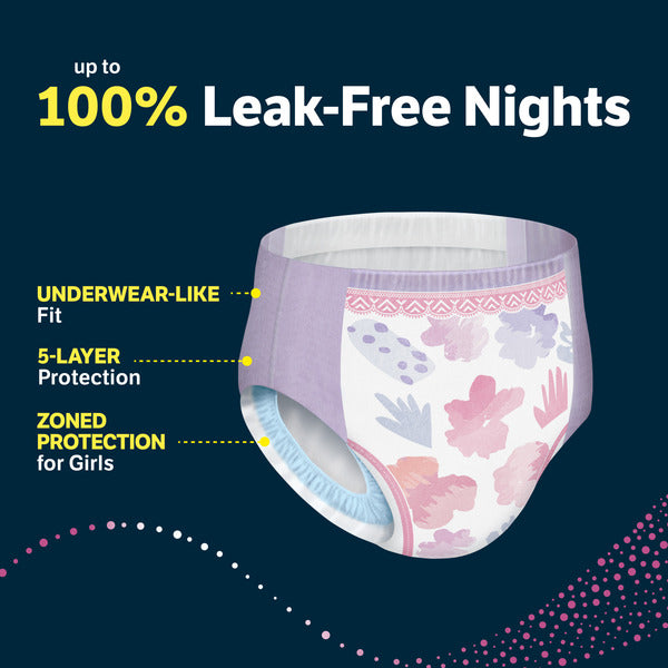 Goodnites Girls' Nighttime Bedwetting Underwear, Size Extra Large (95-140+ lbs)