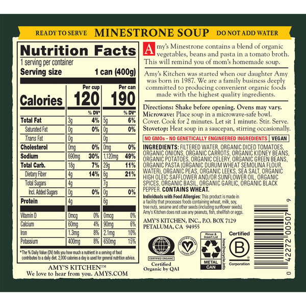 Amy's Kitchen Minestrone Soup
