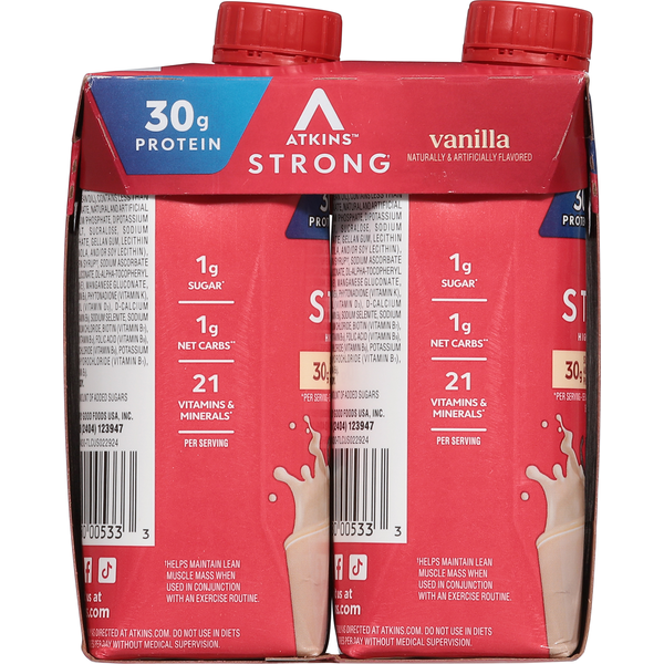 Atkins High Protein Shake, Vanilla, Strong