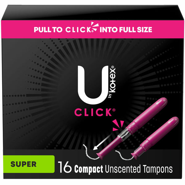 U by Kotex Click Compact Unscented Tampons, Super