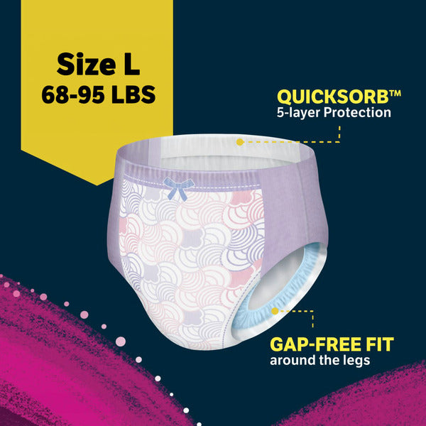 Goodnites Girls' Nighttime Bedwetting Underwear, Size Large (68-95 lbs)