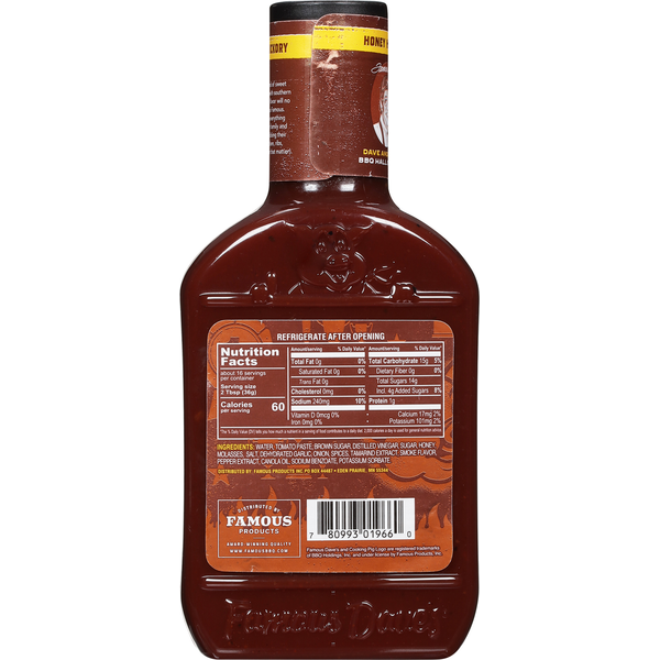 Famous Dave's BBQ Sauce, Honey Hickory, Smoky Sweetness, Mild