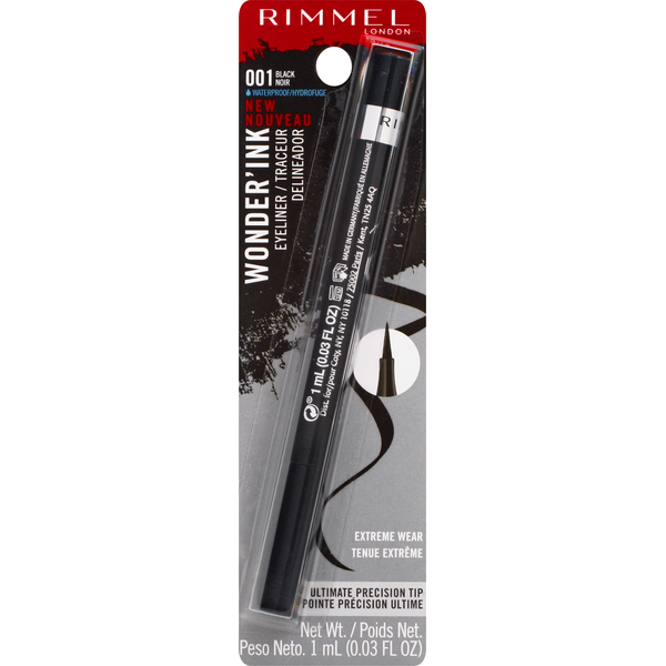 Rimmel London Liquid Eyeliner, Waterproof, Black 001