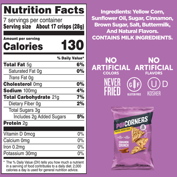 PopCorners Popped-Corn Snack Cinnamon Crunch