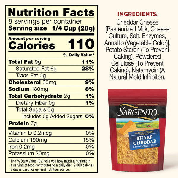 Sargento Off The Block Fine Cut Shredded Sharp Cheddar Cheese