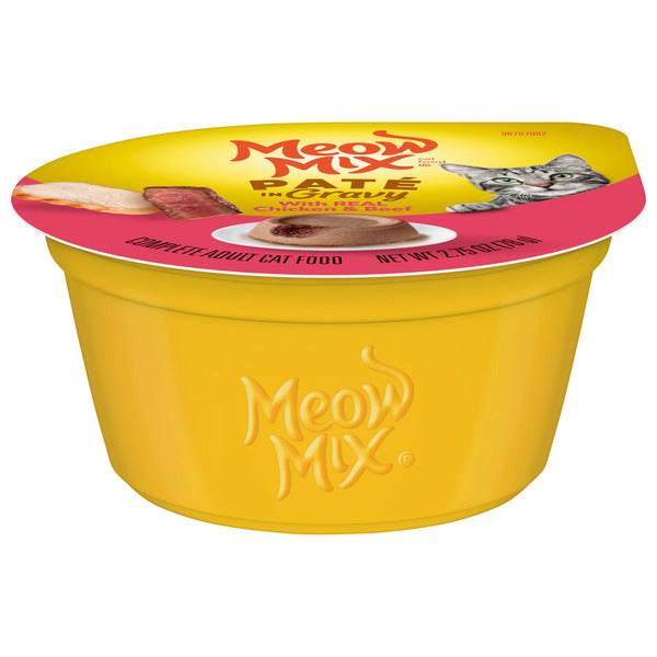 Meow Mix Paté in Gravy Wet Cat Food With Real Chicken & Beef