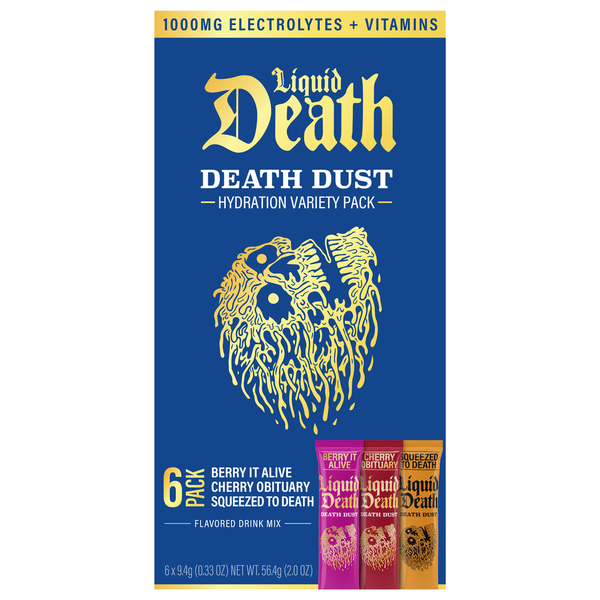 Liquid Death Death Dust Berry It Alive/Cherry Obituary/Squeezed to Death Drink Mix Hydration Variety Pack