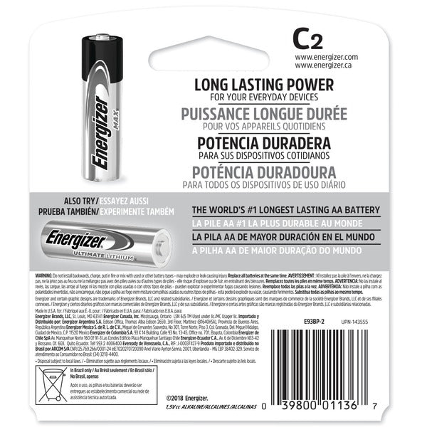 Energizer C Batteries, C Cell Alkaline Batteries