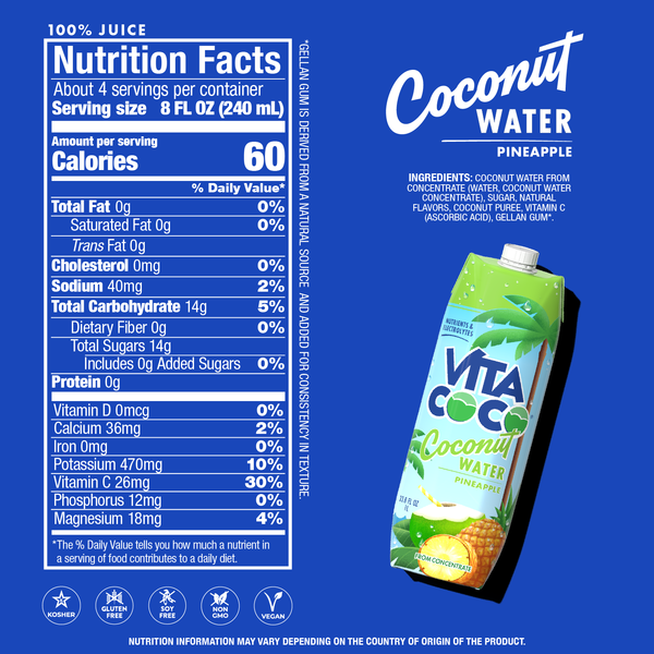 Vita Coco Coconut Water, Pineapple