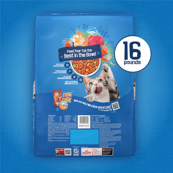 Purina Friskies Dry Cat Food Seafood Sensations With Salmon, Tuna, and Shrimp Flavors
