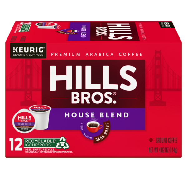 Hills Bros. K-Cup Pods Ground Dark Roast House Blend Coffee