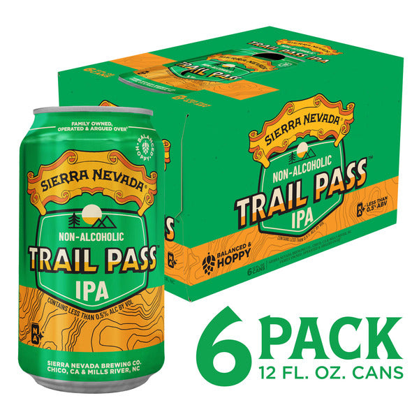 Sierra Nevada Trail Pass Non-Alcoholic IPA Craft Beer 6 Pack 12oz Cans