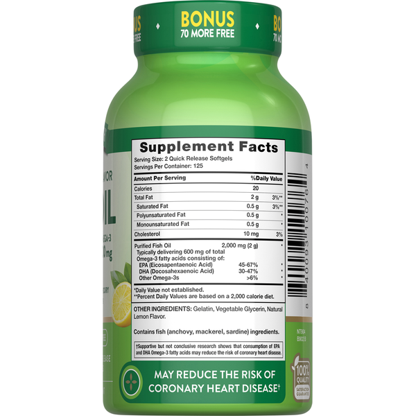 Nature's Truth Fish Oil Lemon Flavor Softgel
