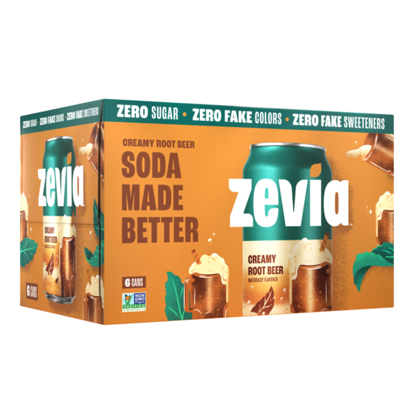 Zevia Soda, Zero Sugar, Creamy Root Beer