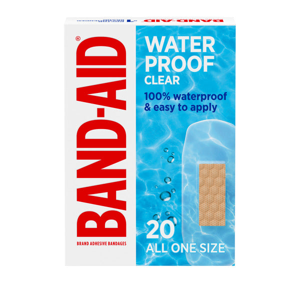 BAND-AID Clear Waterproof Adhesive Bandages, One Size, 20 ct
