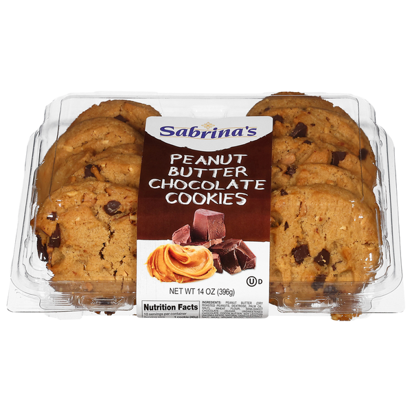 Pack of Sabrina's Peanut Butter Chocolate Cookies on a white background