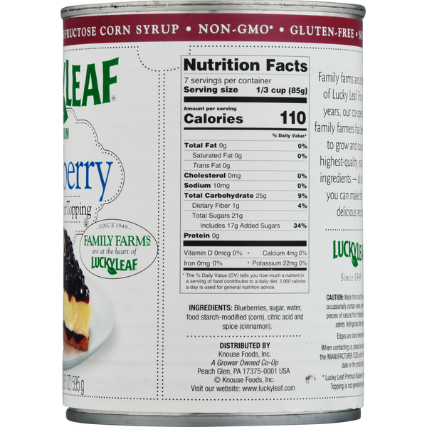 Lucky Leaf Fruit Filling or Topping, Premium, Blueberry