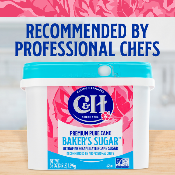 C&H Pure Cane Ultrafine Granulated Baker's Sugar, 3.5 lb. Tub