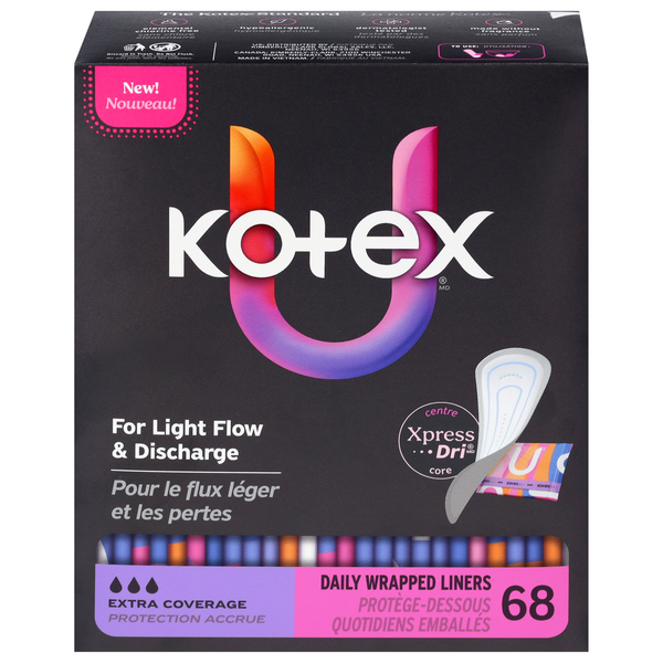 U by Kotex Daily Wrapped Extra Coverage Liners
