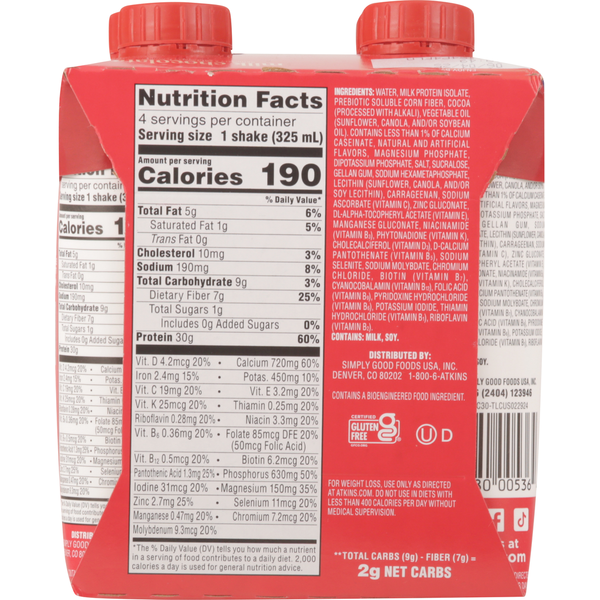 Atkins Protein Shake, Milk Chocolate, Strong, Muscle + Gut Health