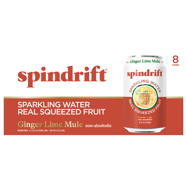 Spindrift Real Squeezed Fruit Unsweetened Non-Alcoholic Ginger Lime Mule Sparkling Water