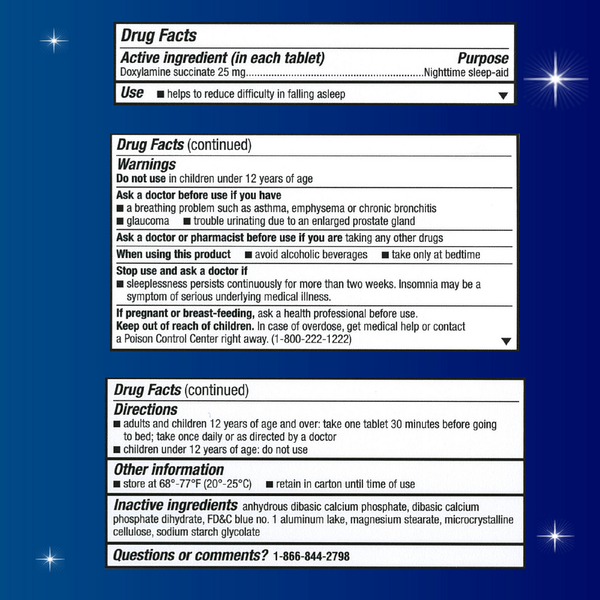 Unisom Nighttime Sleep-Aid, 25 mg, Tablets