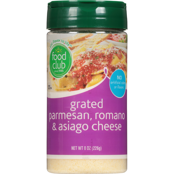 Food Club Cheese, Parmesan, Romano & Asiago, Grated