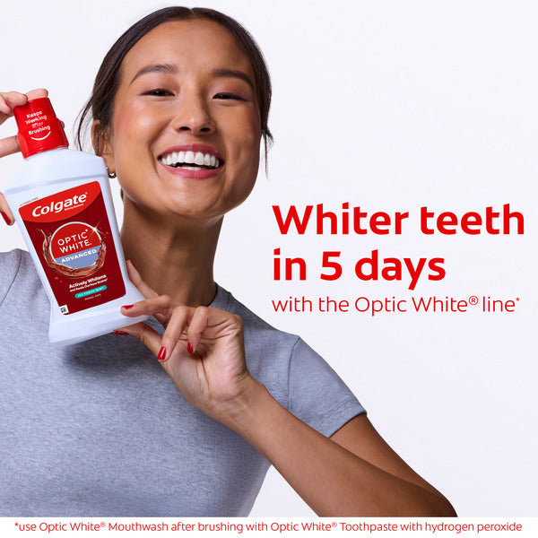 Colgate Optic White Whitening Mouthwash, Alcohol Free, Icy Fresh Mint