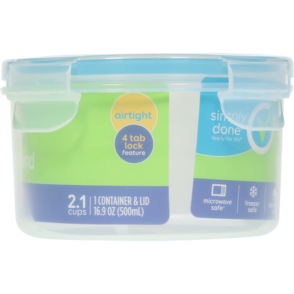 Simply Done Container & Lid, Snap & Lock, Small, Round, 16.9 Ounce