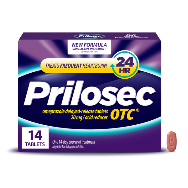 Prilosec OTC Omeprazole 20mg, 24 Hour Omeprazole Heartburn Relief, 14 Tablets
