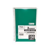 Mead 150-Sheet Three-Subject College Ruled Spiral ...
️
