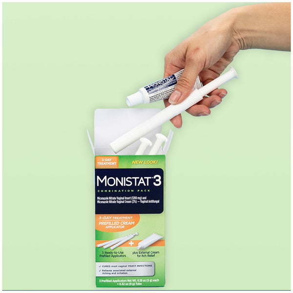MONISTAT 3-Day Yeast Infection Treatment 3 Pre-Filled Cream Applicators & External Itch Cream