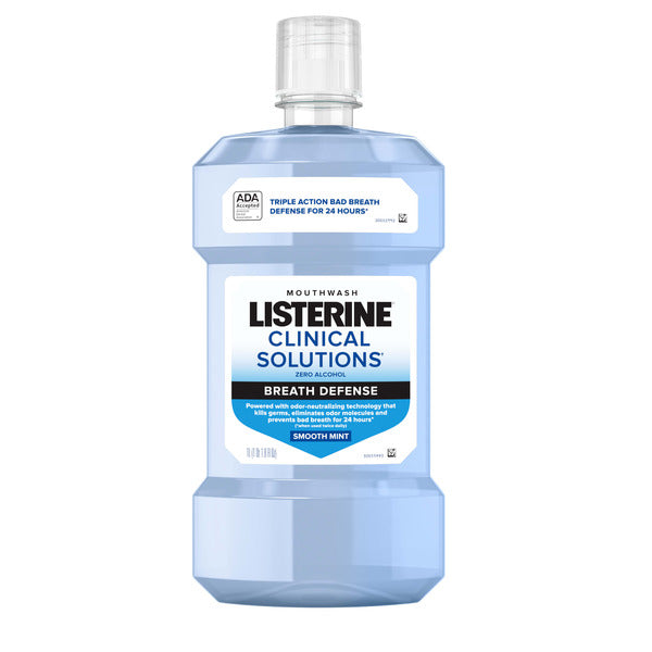Listerine Breath Defense Alcohol-Free Mouthwash, Smooth Mint, 1 L