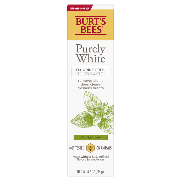 Burt's Bees Toothpaste, Natural Flavor, Fluoride-Free, Purely White, Zen Peppermint