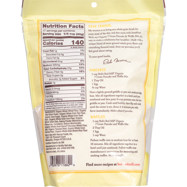 Bob's Red Mill 7 Grain Pancake & Waffle Mix, Organic