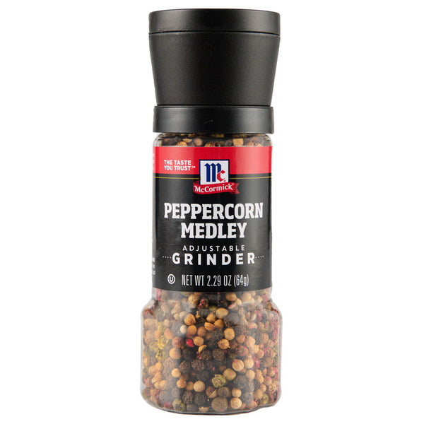McCormick peppercorn medley adjustable grinder on a white background