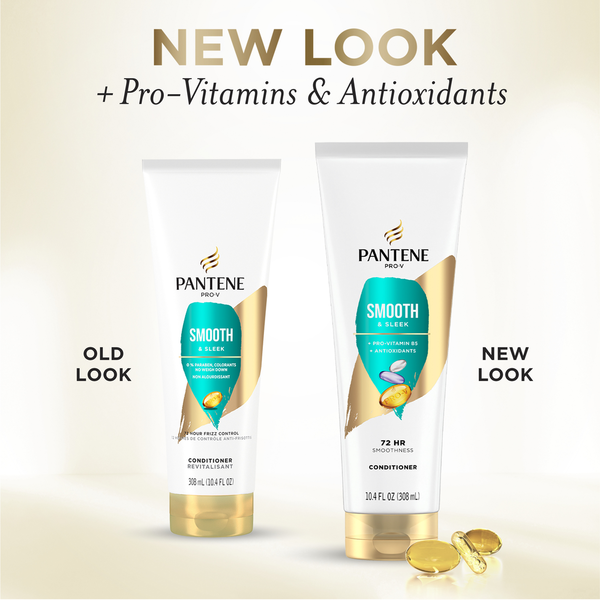 Pantene Conditioner, Smooth and Sleek for Dry Frizzy Hair, Color Safe