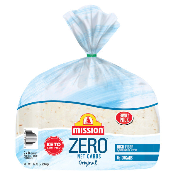 Mission Zero Net Carbs Original Flour Tortillas, Street Tacos Size, Twin Pack of 14 Count Each