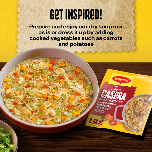 Maggi Sopa Casera Vegetables Con Pollo Y Fideos Home Style Vegetable Pasta And Chicken Flavor Soup Mix