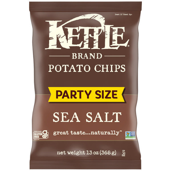 Kettle Brand Potato Chips sea salt flavor packaging on a white background