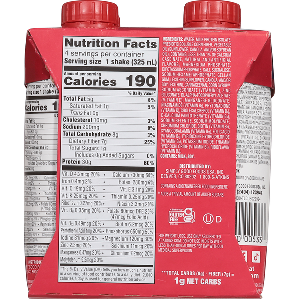 Atkins High Protein Shake, Vanilla, Strong