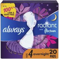 Always Radiant Pads, Size 4, Overnight, with Wings️