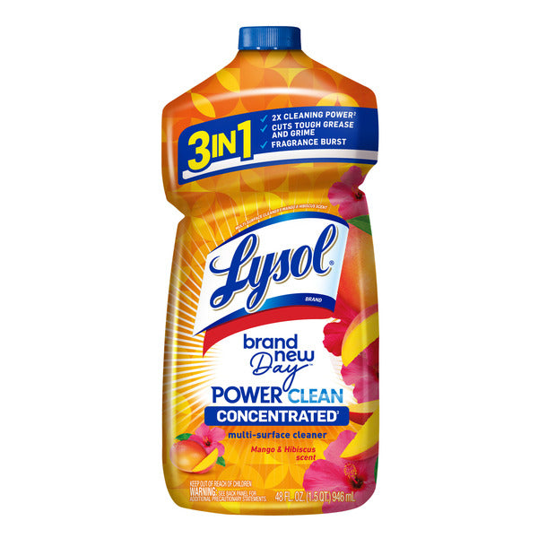 LYSOL® Lysol Power Clean Multi-Surface Cleaner, 2x Concentrated Pour, Mango & Hibiscus, 48 Fl Oz