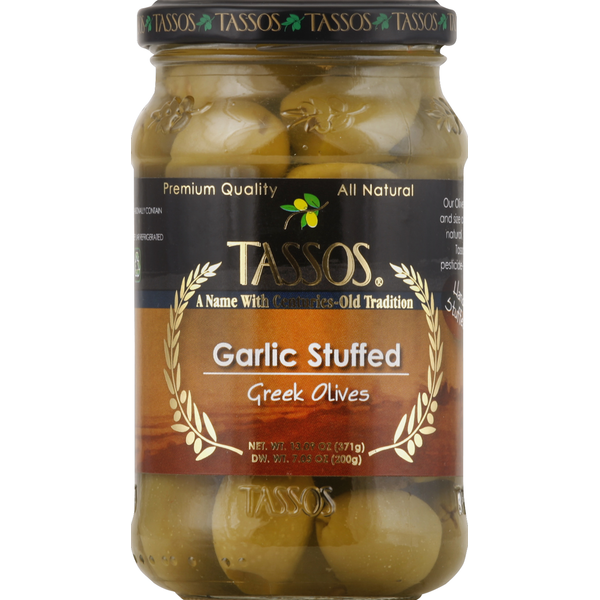 Tassos Olives, Greek, Garlic Stuffed
