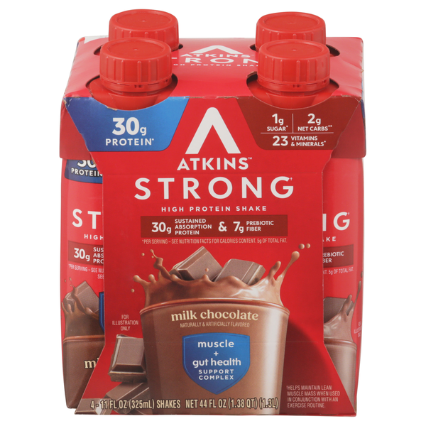 Atkins Protein Shake, Milk Chocolate, Strong, Muscle + Gut Health