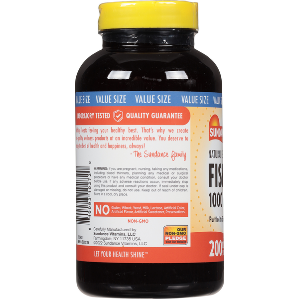 Sundance Vitamins Fish Oil, 1000 mg, Quick Release Softgels, Natural Lemon Flavor, Value Size